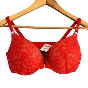 NWT Soma Embraceable Front Clasp Red Vamp Lace Push Up Bra Size 34D